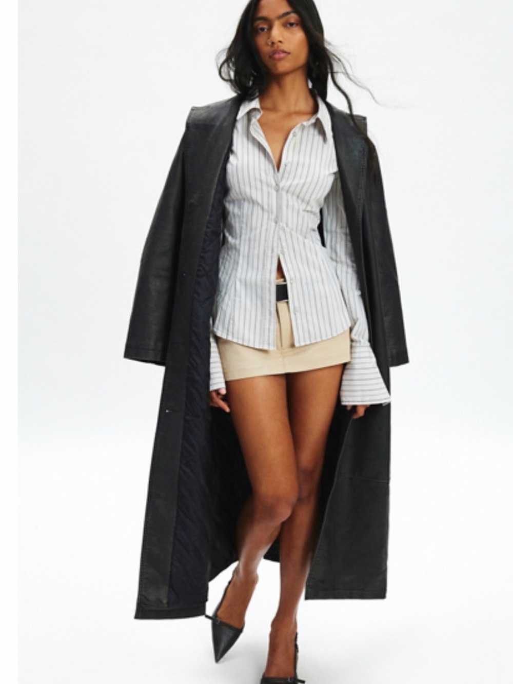 silence + noise Leilani Striped Slim Button-down Shirt